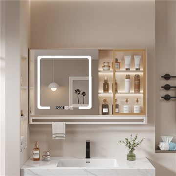 衛浴鏡箱 太空鋁浴室鏡櫃 掛牆式鏡麵櫃 衛生間壁掛收納櫃 廁所置物櫃 衛浴化妝鏡 鏡麵櫃 浴櫃 鏡櫃 浴室實木智能浴室鏡柜衛生間掛墻式帶燈防霧置物架洗手間單獨鏡柜定制特惠