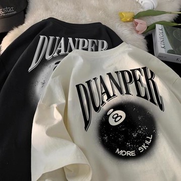 男士短袖t恤男新款美式潮流圓領體恤夏季潮牌復古寬松半袖上衣薄