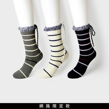SO NICE 韓製復古條紋綁帶純棉襪