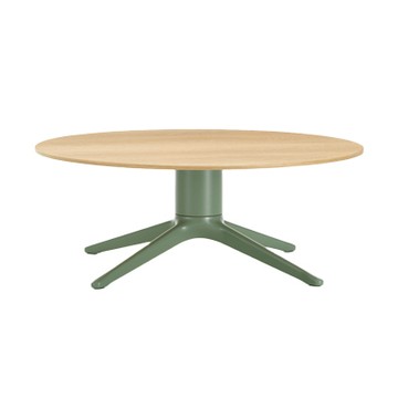 Abalon Table 羽貝 咖啡桌（淺色橡木、薄荷綠底座）