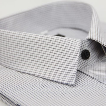 金安德森 細黑格紋黑釦窄版短袖襯衫