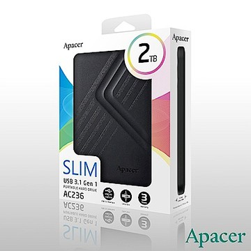 Apacer AC236 2.5吋 2TB 外接行動硬碟-黑