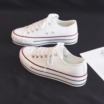 秋季厚底帆布鞋女鞋2025年新款秋款百搭爆款運動板鞋ins潮小白鞋