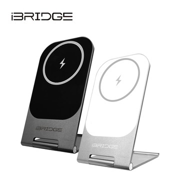 iBRIDGE 15W 超輕薄金屬支架無線充電器 - 旗艦版-白