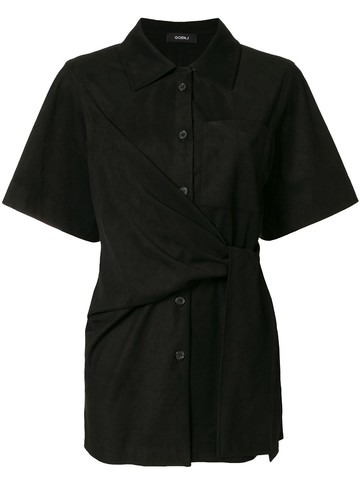 Goen.J - knot-detail short sleeve shirt - women - Polyester - L - Black