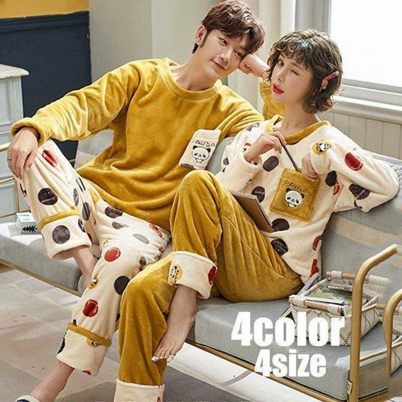 カップルパジャマ 冬 裏起毛 男 女 上下セット 部屋着 ルームウェア ふわもこパジャマ ふわふわ モコモコ 厚手 長袖 長ズボン あったか フランネル 4色 通販 Lineポイント最大0 5 Get Lineショッピング