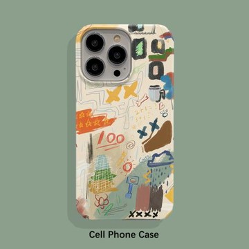 涂鴉 適用于iPhone15PRP手機殼磨砂硬殼防摔蘋果14PROMAX保護套硅膠iPhone13全包邊時尚小眾12個性16簡約17