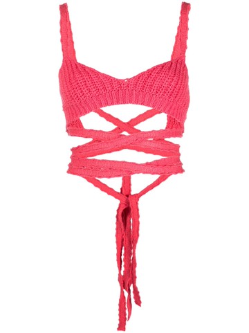Alanui - Palm Springs knitted top - women - Cotton - M - Pink