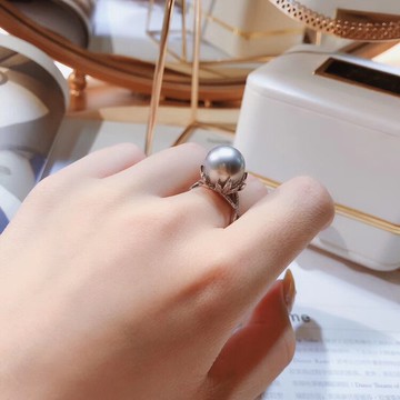 DIY手工配件 S925純銀K金工藝開口戒指可調節手飾珍珠玉石空托女