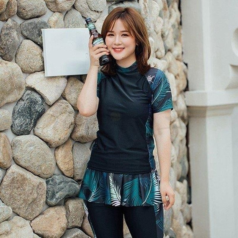 セパレート水着 半袖 フィットネス水着 ぽっちゃり水着 レディース 大きいサイズ 3点セット スカート付き 競技 競泳 体型カバー 海水浴 通販 Lineポイント最大get Lineショッピング