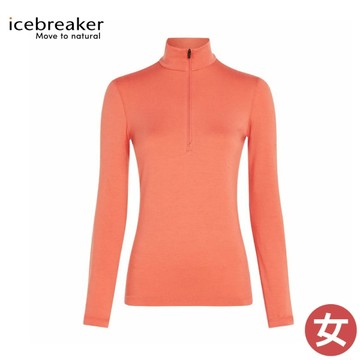 【Icebreaker 紐西蘭 女 Core Heavyweight 半開襟長袖上衣《珊瑚橘粉》】IB0A575H/登山/立領