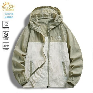戶外透氣防曬服夏季新品防曬衣輕薄款男士外套拼接涼感連帽風衣男