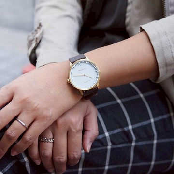 LEFF Amsterdam北歐工業齒輪設計真皮腕錶40mm黃銅金x咖啡皮錶帶