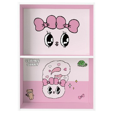 收納王妃 二層空櫃 艾絲樂小兔/心心兔兔  42.5 x 29.5 x 60.5cm  粉色