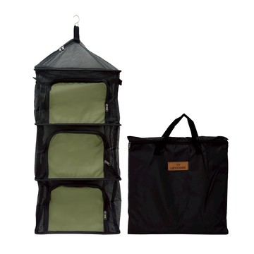 LIFECODE 四層曬碗籃/雙側邊掛繩款-多色可選黑色配軍綠