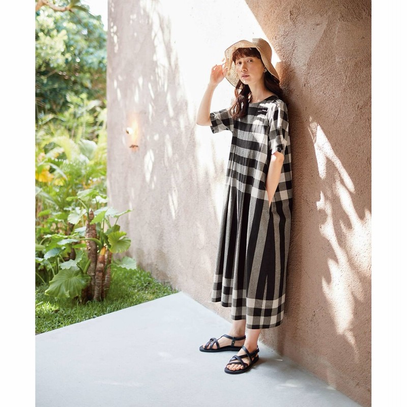 チェックをたたんでボーダーワンピース レディース サニークラウズ フェリシモ Felissimo 通販 Lineポイント最大1 0 Get Lineショッピング