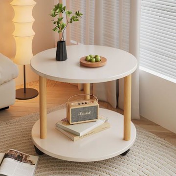 【LEZUN/樂尊】可移動小圓桌茶幾-有輪款50*50*48