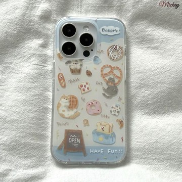 ins風甜甜圈貓咪蘋果17ProMax手機殼iPhone16Pro小眾14少女13/15