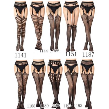 歐美辣妹風鏤空破洞設計感吊帶網襪街頭性感顯瘦絲襪