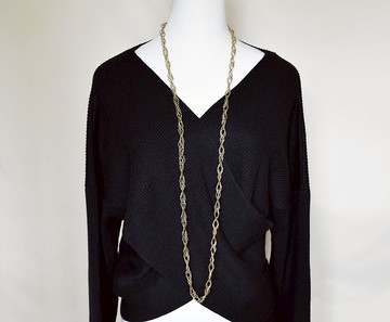 復古黃銅切角長鏈毛衣鏈