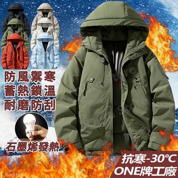 石墨烯發熱外套 加厚棉服 冬天外套 保暖外套 工裝外套 連帽外套 防寒外套 情侶款棉衣 男生外套 衝鋒外套 耐磨防風外套