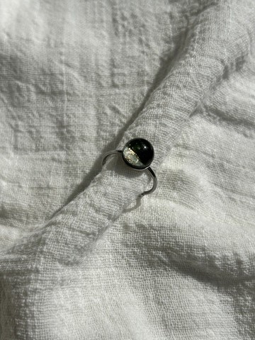 墨綠金箔  森林祕語  不銹鋼戒圍 可調節開口戒