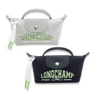 【LONGCHAMP】LE PLIAGE厚棉拼接皮革手提水餃化妝包(多款任選)