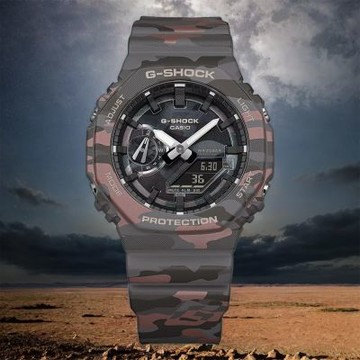 CASIO 卡西歐 G-SHOCK 迷彩酷炫蒸鍍雙顯手錶 電子錶 學生錶 七夕寵愛季 送禮推薦 GA-2100CMD-8A