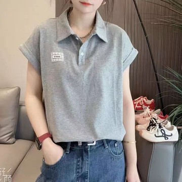 潮流T恤 上衣 短袖女裝 潮流舒適減齡百搭中年女士高檔翻領夏季休閒精選POLO短袖T恤上衣 胖胖女裝 平價女裝 韓國女裝