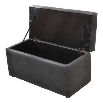 BuyJM MIT耐磨貓抓皮掀蓋椅  寬64公分收納椅沙發凳-深灰色  1個