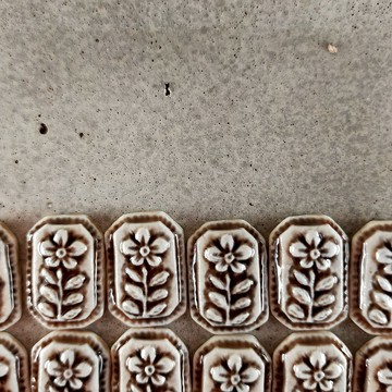 復古花卉瓷磚耳環 P 日本陶藝作家野野村南手作