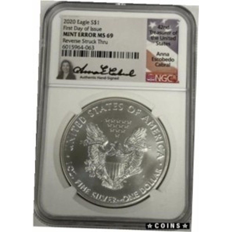 アンティークコイン コイン 金貨 銀貨 Silver Eagle Mint Error NGC