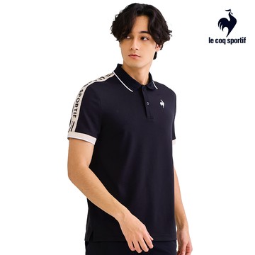 【LE COQ SPORTIF 法國公雞】男款黑色抗UV短袖POLO衫LWV21346