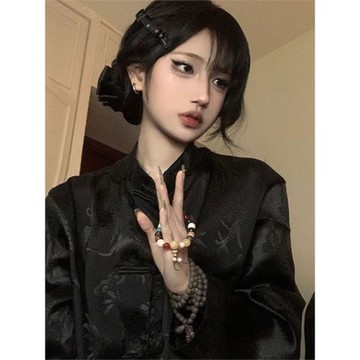 新中式禪意男裝中國風龍紋襯衫男秋季薄款冰絲襯衣民國唐裝練功服