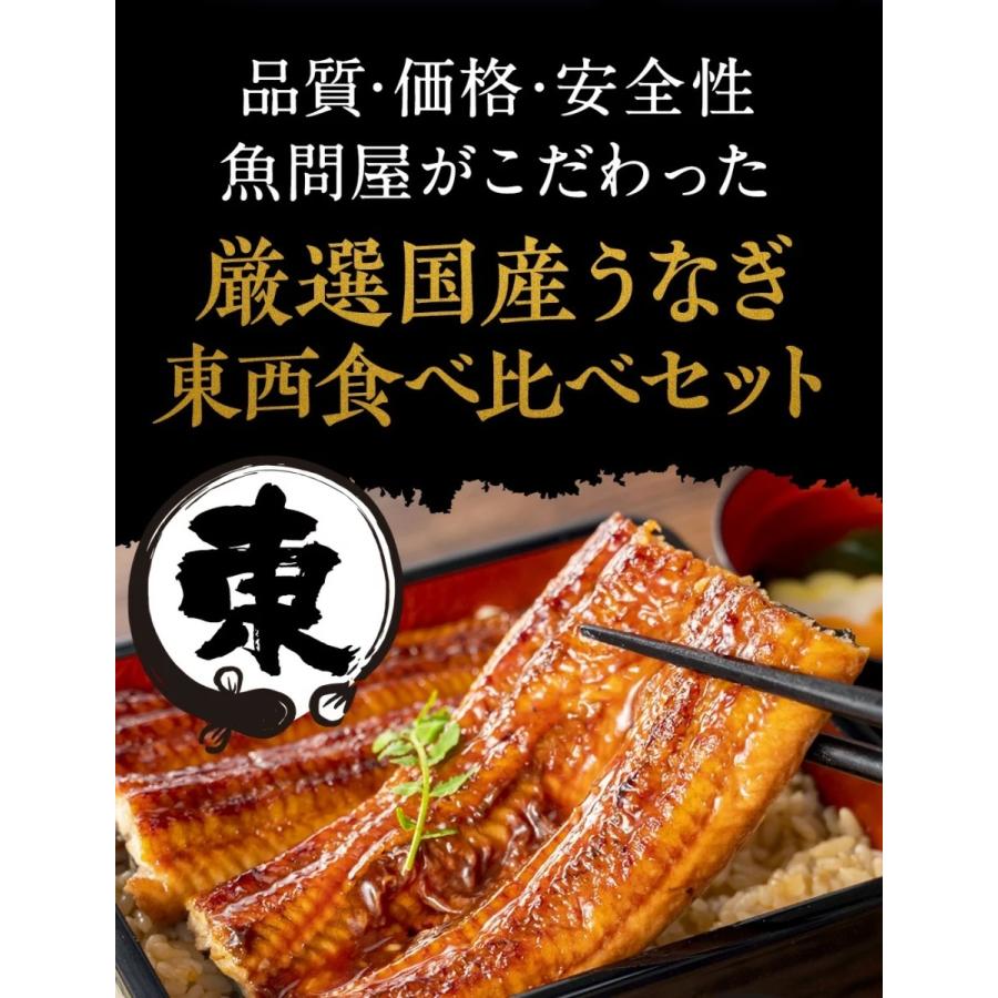 東西うなぎ食べ比べセット 特大サイズ 約160g〜170g×4尾 国産うなぎ 蒲焼 土用 丑の日 お試しセット 愛知産 静岡産 三河 浜名湖 ウナギ 鰻