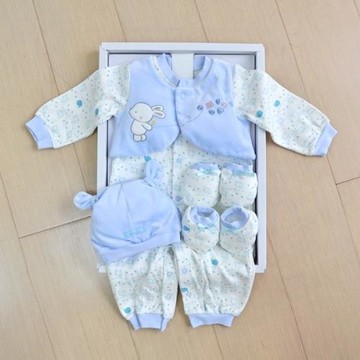 GMP BABY 大象棉絨兩用兔裝+帽 藍色彌月禮盒ZAA-W3-029-B