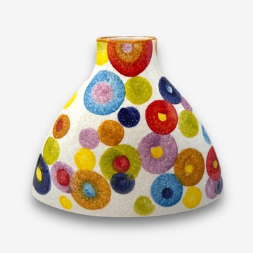 義大利手工陶-POP普普藝術白底圓圈系列 花瓶 22cm