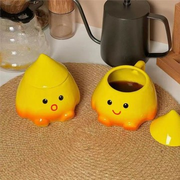 抖音創意水杯火花咖啡杯可愛生日禮物陶瓷杯送女生對杯馬克杯帶蓋