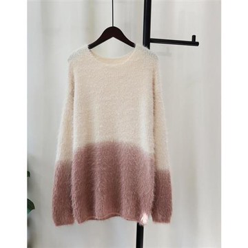 【米蘭精品】針織衫長袖毛衣-仿水貂毛漸層設計款針織女上衣74jl39