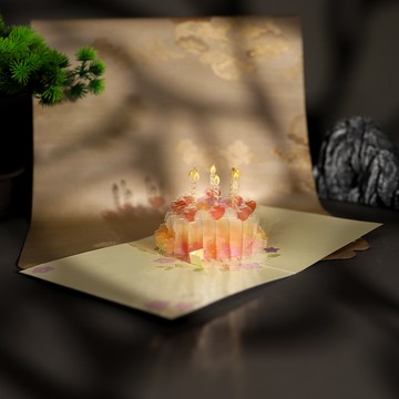 臺灣-出貨🔥【新款熱銷】3d立體生日蛋糕賀卡高顔值浪漫唯美送閨蜜精緻少女心手工卡片ins F7YD