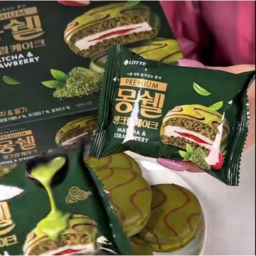 韓國 LOTTE 樂天 限定版 抹茶草莓生奶油蛋糕｜Moncher Premium 生鮮蛋糕｜綠茶控必吃(拆售單包）