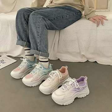 【韓國K.W.】Y7190現貨獨家宣言小白鞋復古運動鞋(厚底鞋/慢跑鞋/休閒鞋)