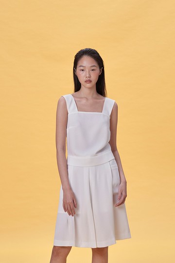 白菱格紋寬肩帶背心