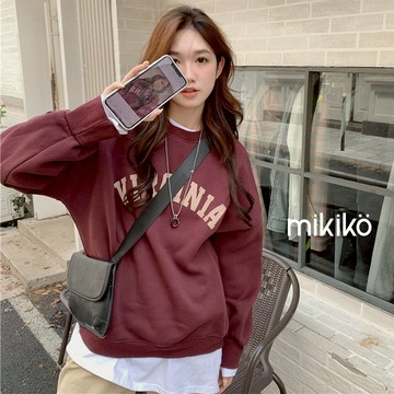 美木子｜省荷包 買新衣 沒壓力｜長袖大學t｜英字 地名 維吉尼亞洲 薄絨大學t 長袖衛衣【Y005】oversize