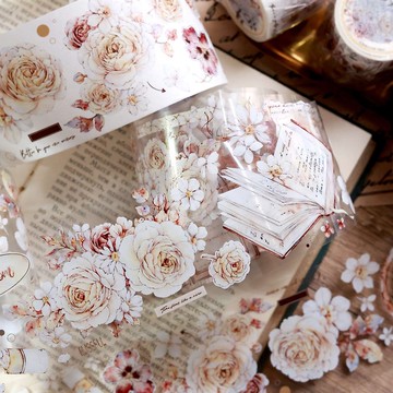 花夕 復古水仙洋牡丹花卉 PET 和紙膠帶