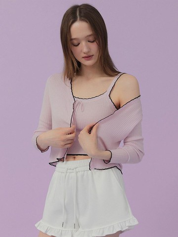[TWEE] Inder Color Block Cardigan and Sleeveless Set