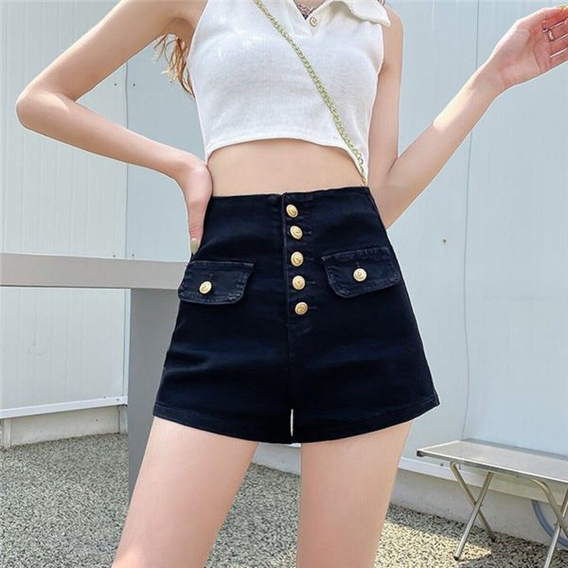 ショートパンツ レディース ショーパン デニムパンツ デニム ハイウエスト無地 短パン ストレッチ デニムショートパンツ 美脚 海 プール 春夏 通販 Lineポイント最大get Lineショッピング