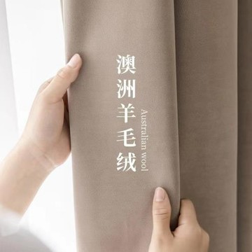 小紅書熱推款澳州羊毛絨窗簾遮光奶茶色新款高端臥室客廳絨布加厚
