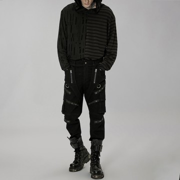 龐克邊境鬥士拼接牛仔褲