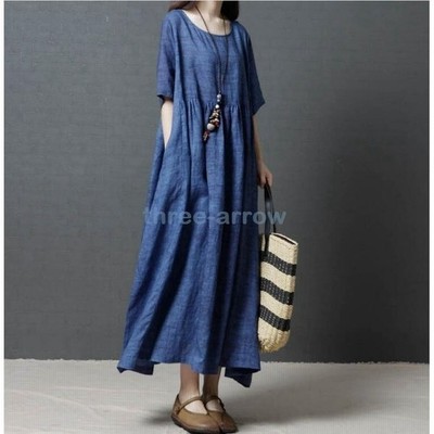 リネン ママ 着痩せ Aライン 夏新作 半袖ゆったりワンピース レディース パーティードレス カジュアル エレガント ロング丈ワンピース 代30 代40代 Ol 通勤 通販 Lineポイント最大get Lineショッピング